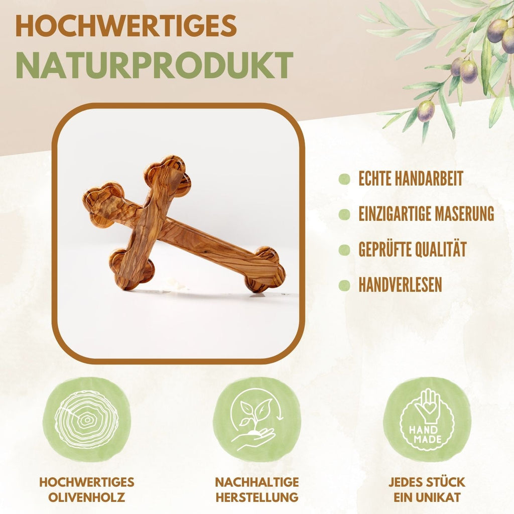 Olivenholz Kreuz mit runden Kanten | Wandkreuz Geschenk Taufe, Kommunion, Firmung
