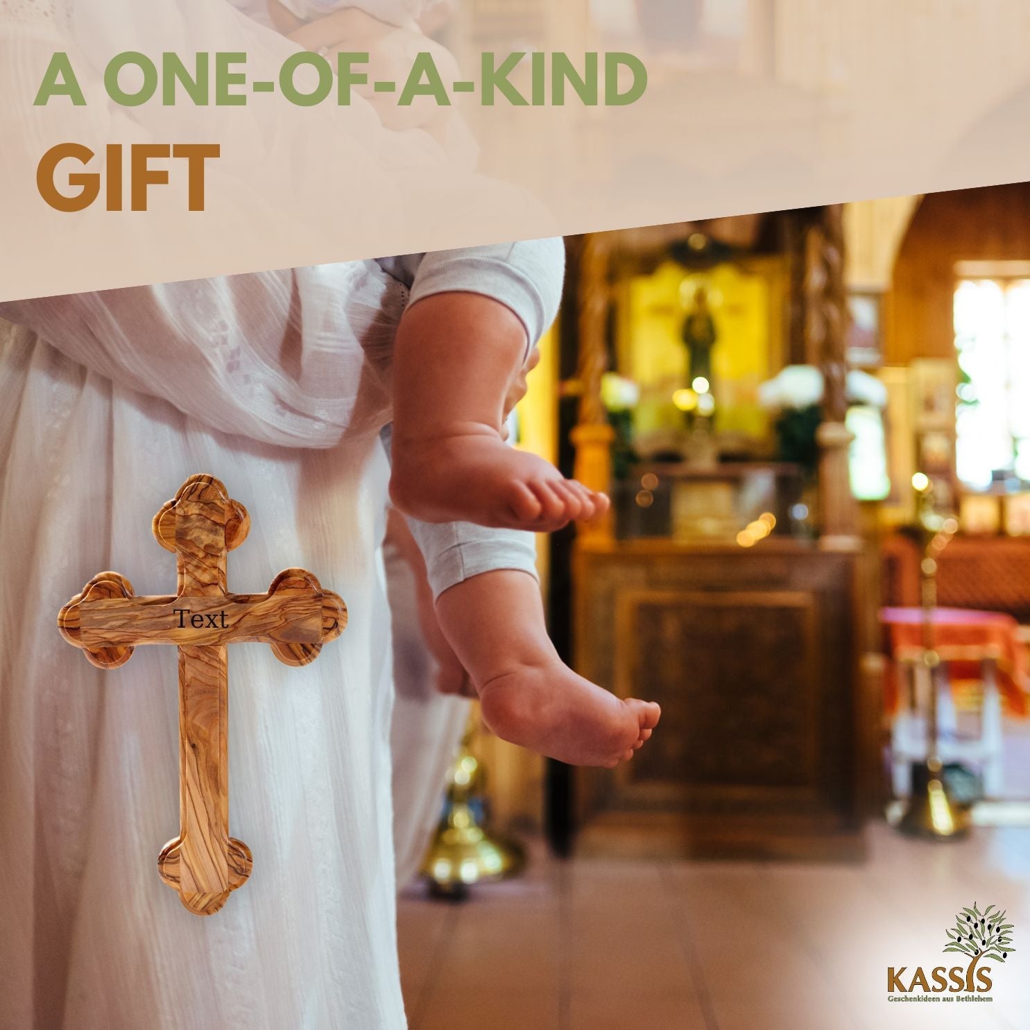 Olivenholz Kreuz mit runden Kanten | Wandkreuz Geschenk Taufe, Kommunion, Firmung