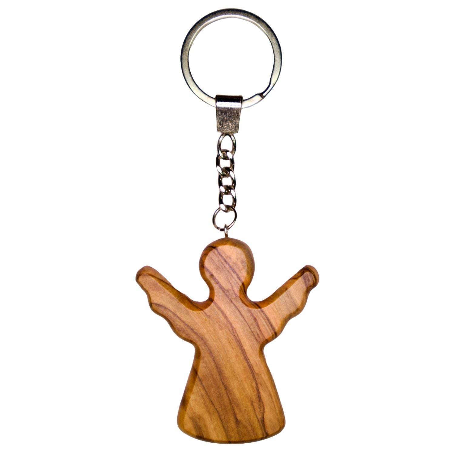 Olive wood keychain, worry stone, guardian angel