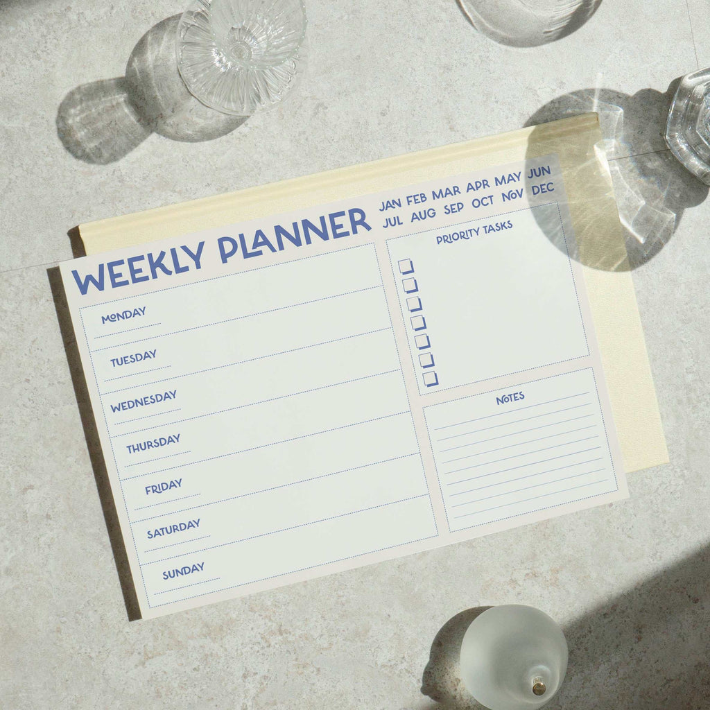 A4 Weekly Planner Pad | Modern Desk Organiser | Stylish Minimal Daily To Do List Desk Pad