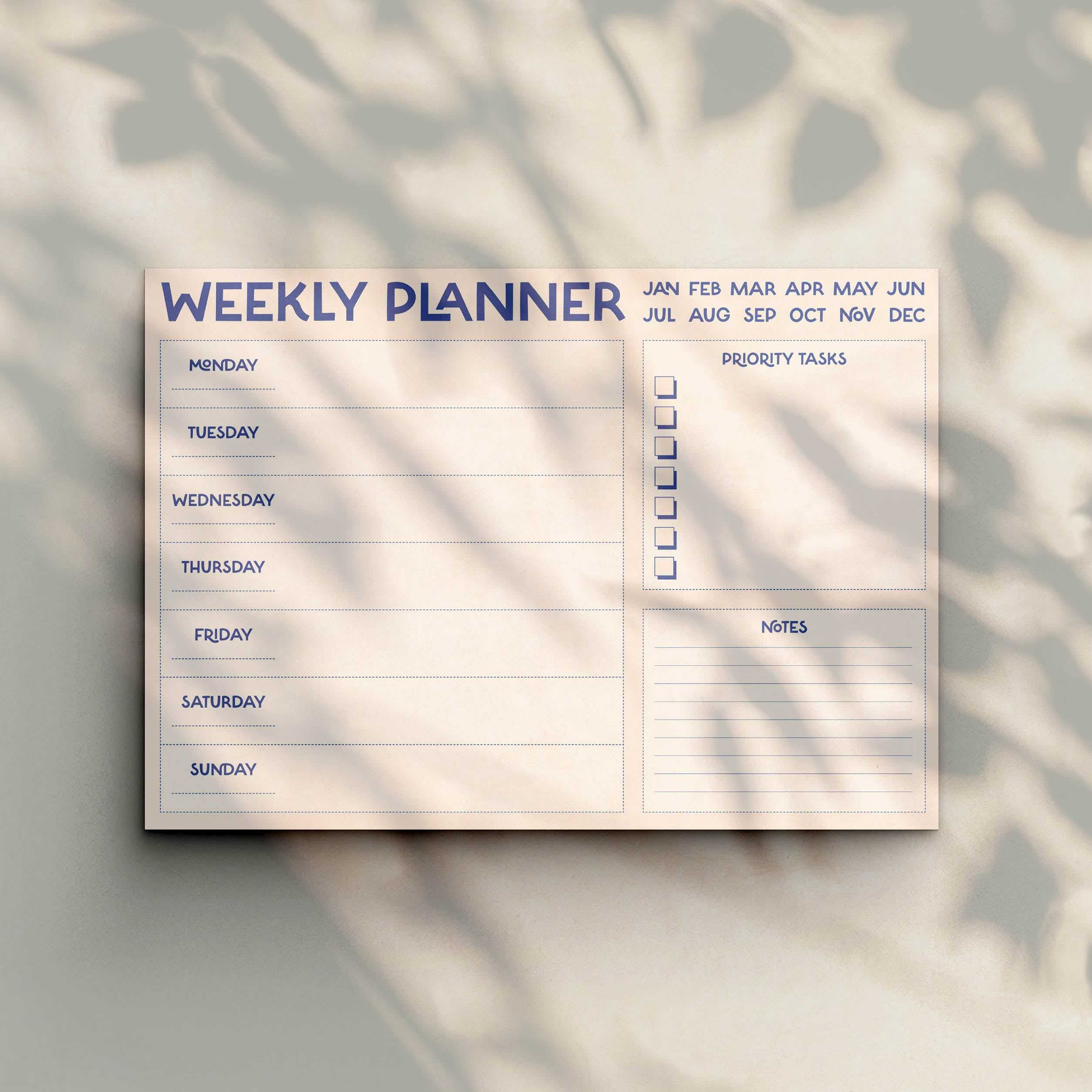 A4 Weekly Planner Pad | Modern Desk Organiser | Stylish Minimal Daily To Do List Desk Pad